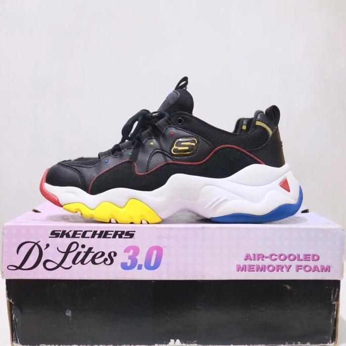 Sepatu Skechers D'Lites 3.0 Menlo Park Black Multi Air-Cooled Memory Foam original preloved