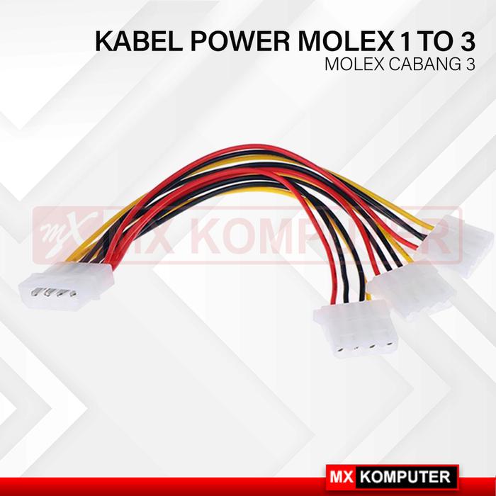 Kabel Splitter Molex 4pin male to Triple 3 Molex 4pin Female Extension