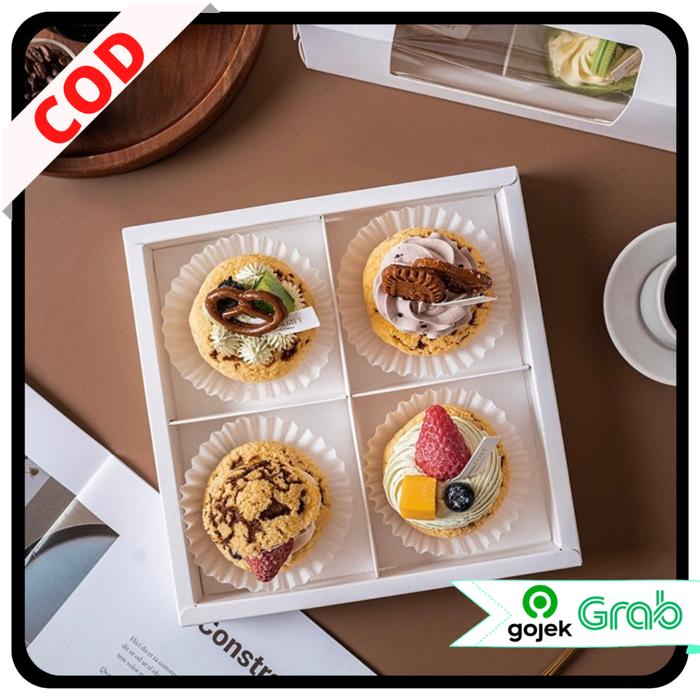 KAISSO - KOTAK DUS CUPCAKE SEKAT PUTIH POLOS BOX KOTAK MUFFIN CAKE PIE WITH HANDLE KOTAK CUPCAKE BOX