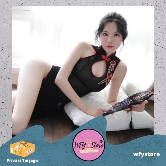 Sexy Lingerie Dress Chongsam Model China Belahan Tinggi Transparan