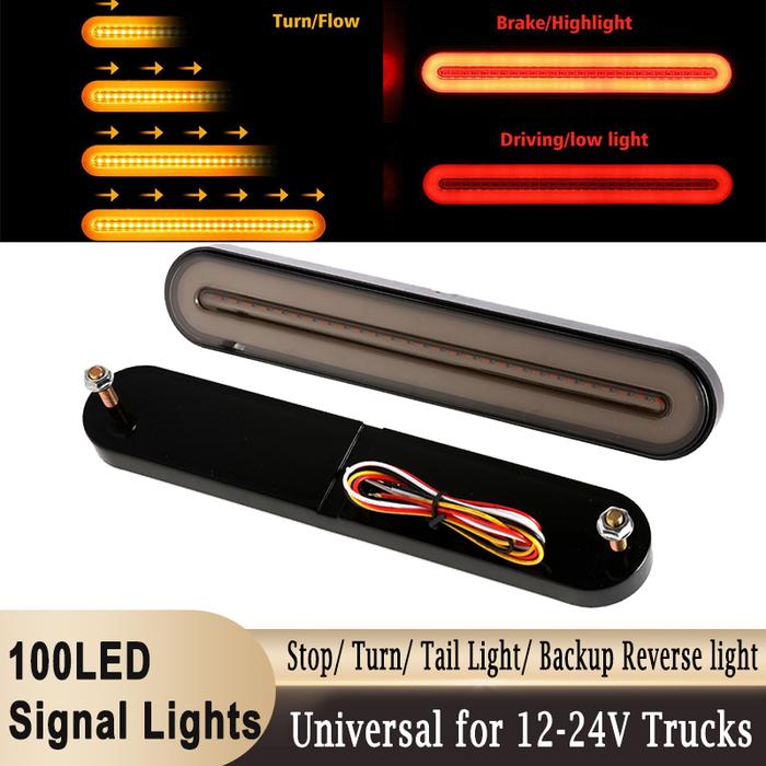 100LED Lampu Truk Universal Mengalir Lampu Belakang Cadangan Ekor