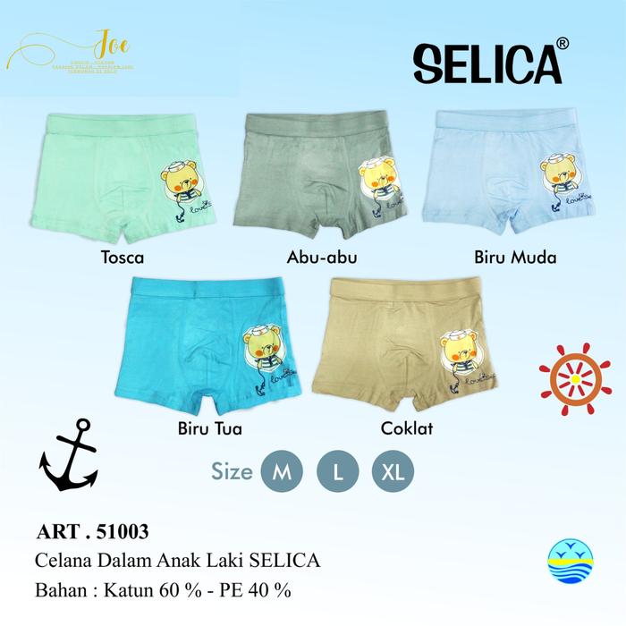 CD Anak Model Boxer SELICA 51003 Polos Warna / Celana Dalam Anak