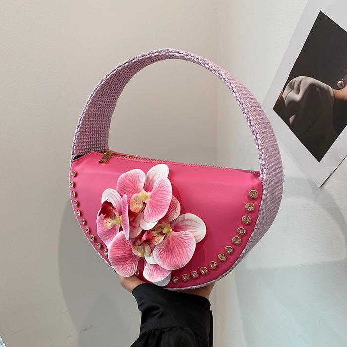 Luxury Diamond Evening Clutch Bag Designer Floral Handbag Pink Wedding Party Purse Fashion Ladies Br