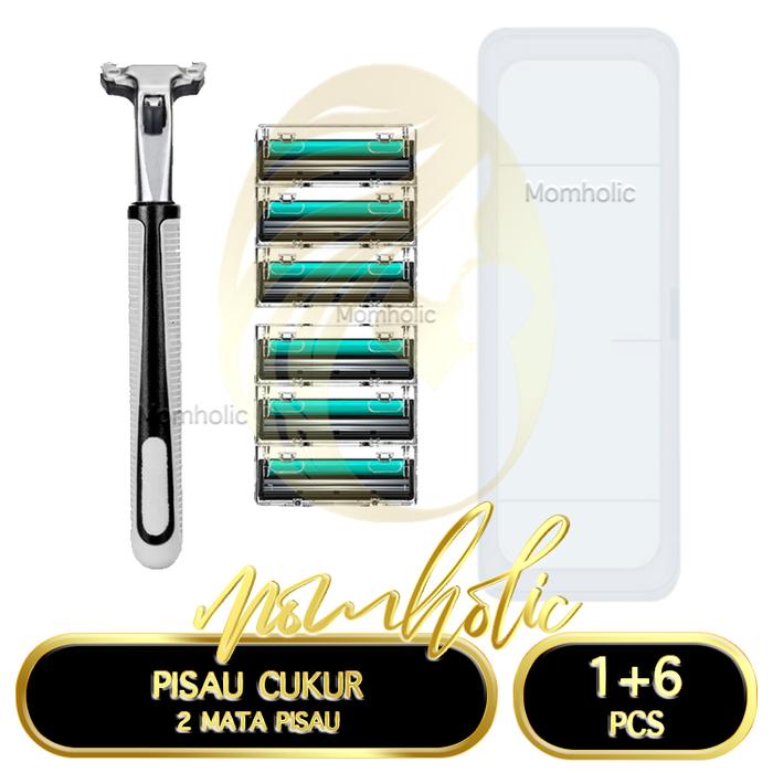 Pisau Cukur Manual 1 set untuk cukur kumis dan jenggot alat cukur manual sekali pakai isi 6 pcs
