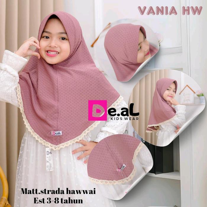 Hijab Instan Anak Vania HW by e.al - Renda & Jersey, Pednya Antem, Varian Warna Lengkap - Nyaman, Ca