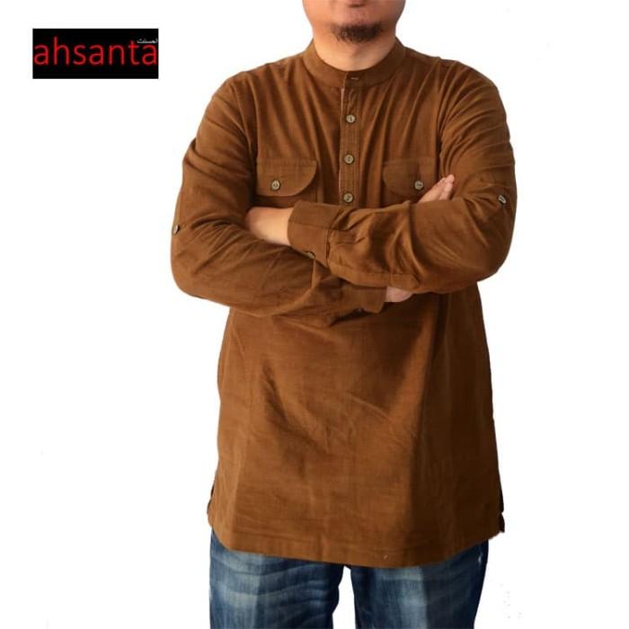 Kemeja Koko Casual Real Corduroy Ahsanta Premium Coklat Tanah