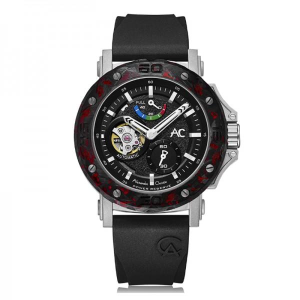 Alexandre Christie AC 9205 Automatic Power Reserve Silver Black Red Titanium MPRTTBARE Jam Tangan Pr
