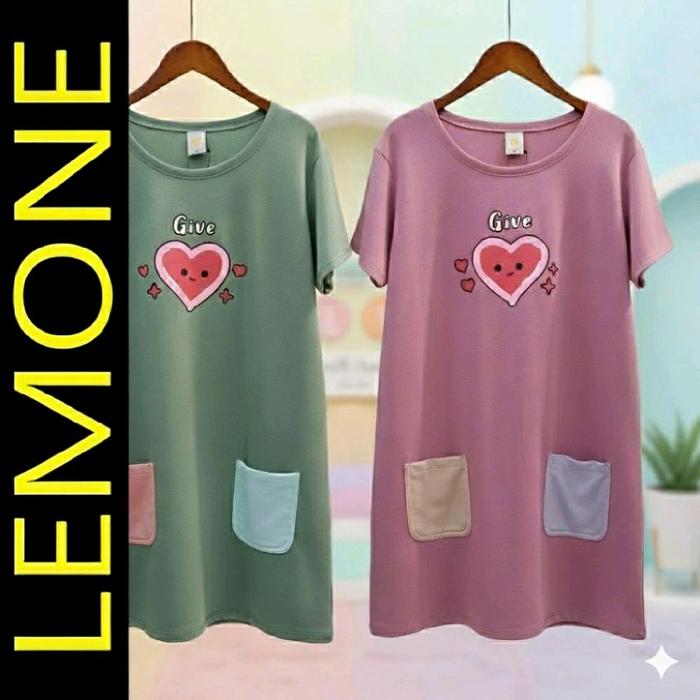 LEMONE  Baby Terry Spandek Dress Daster mini kantong anak perempuan cewek 9-11 Tahun