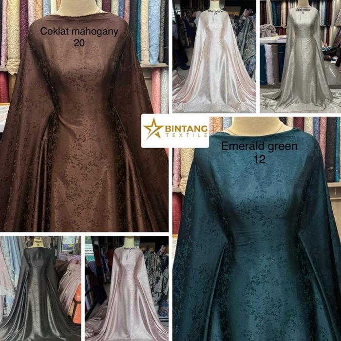 Kain jacquard silk Carla stretch premium / bahan gamis tunik atasan kebaya rok