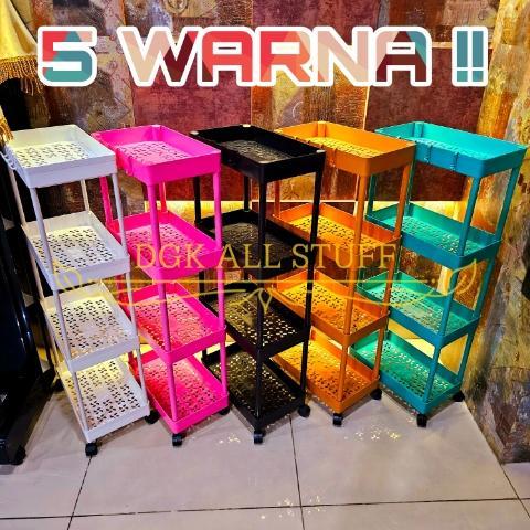 Rak Keranjang Troli Segi Persegi Dapur Salon Dorong Toilet Kamar Mandi Buku Tanaman Pot Bunga Ciki S