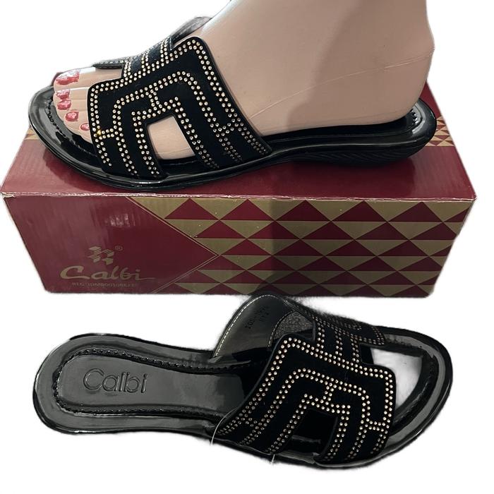Sandal Calbi TQX 1996 sandal wanita teplek 100% Original Sendal Hitam Merah Perempuan