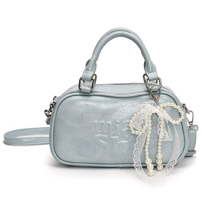 Tas Selempang Mini Speedy Boston Bowling Pearl Charm Shoulder Sling Bag Import Wanita