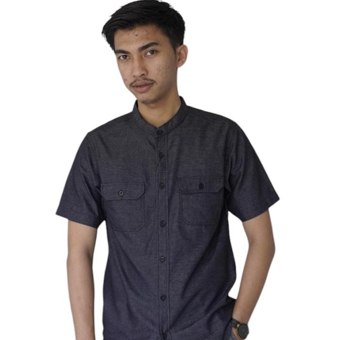 Baju Koko Fashion Polos ERKAPE - Lengan Pendek - Keren Bahan Katun Luxor - 2 Kantong - Pria Dewasa -