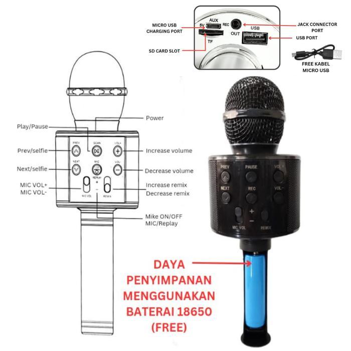 Mic karaoke Mikrofon Original Wireless Bluetooth Microphone WS 858