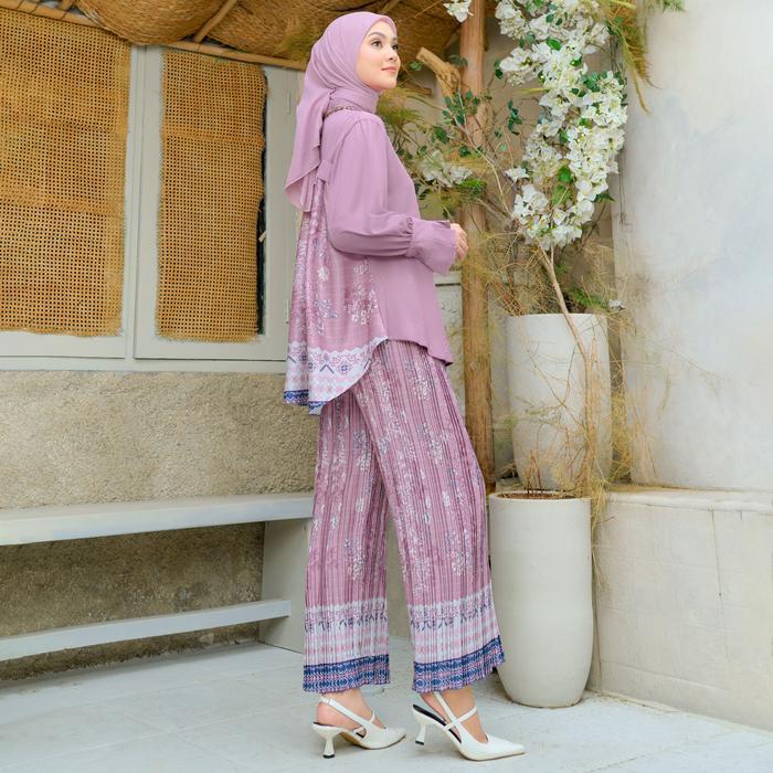 Nuna Kama Pleats Set | Setelan Wanita Katun Motif Patern Print Busui