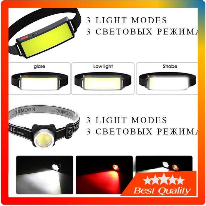 Lampu Senter Kepala Super Terang Kepala Headlamp Waterproof COB 800 Lumens