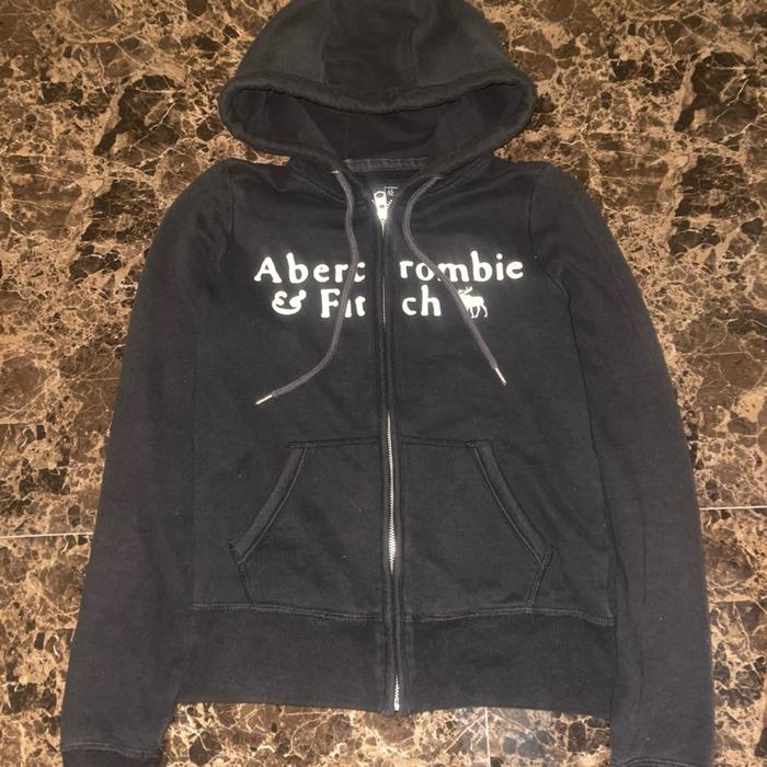 Abercrombie & Fitch Hoodie Hitam Pria & Wanita Distro dengan Zipper Sweater Murah