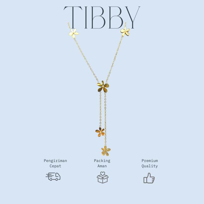 TIBBY FLORETTA - Kalung Panjang Bunga Emas, Minimalis & Feminin