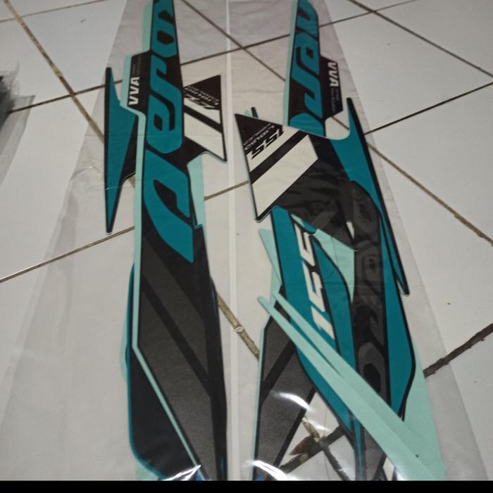 Striping Stiker Lis Aerox 155 2021 Hitam Biru Tosca Matte Black Cyan OSEAN