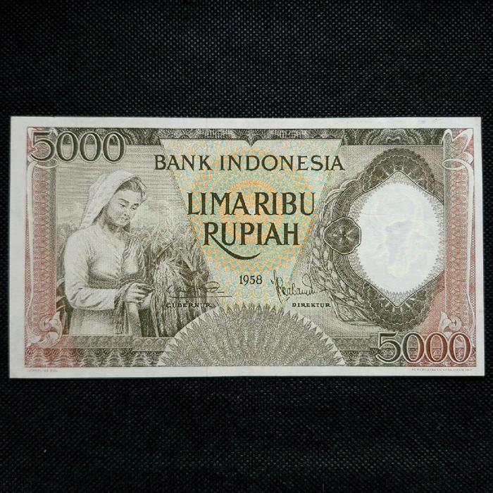 Uang Kuno 5000 Rupiah Seri Pekerja tahun 1958  (Variasi  warna coklat) - TDV 07302