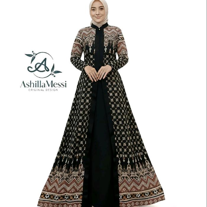 Gamis Ashilla Messi model belah bahan Viscose/Gamis Dewasa