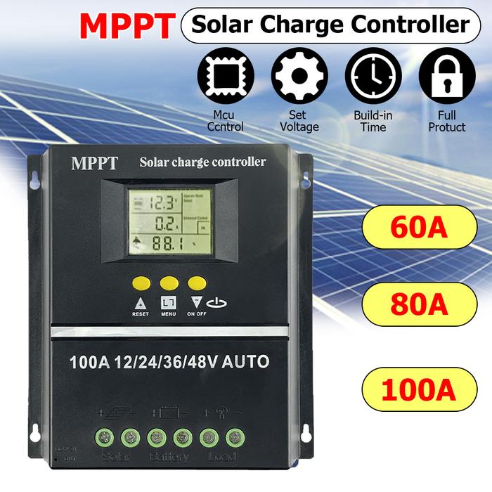 Pengontrol tenaga surya, 100A/80A/60A MPPT/PWM pengisian tenaga surya