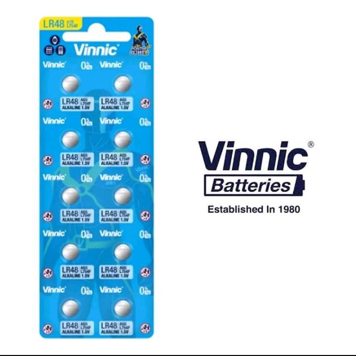 Vinnic Baterai AG5 LR48 Alkaline 1.5V untuk Kebutuhan Anda