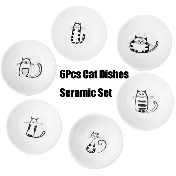 Piring Saji Keramik Kucing Jepang Keramik dan Set Piring Mini Snack