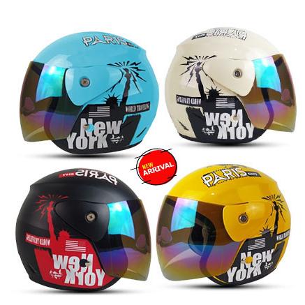 Helm Motor Half Face Dewasa EVOLUTION MOTIF Seperti Helm GM Original Murah Kaca Silver Kaca Pelangi 