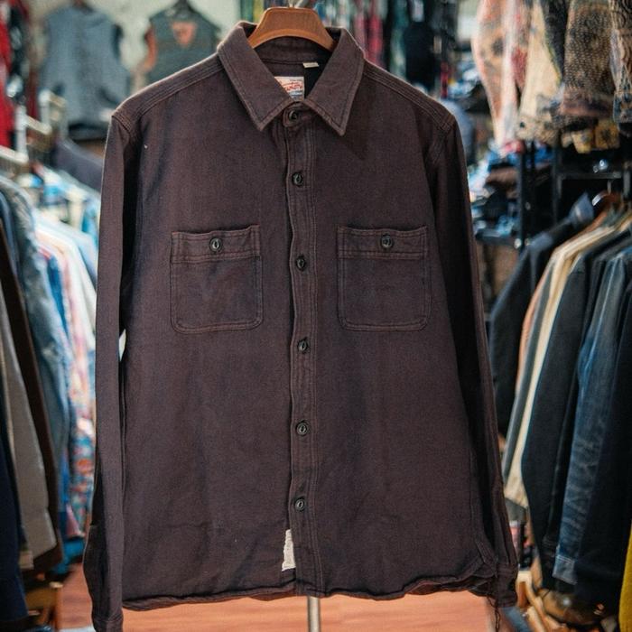 Houston Heavy Weight Flannel Dark Brown Vtg Original
