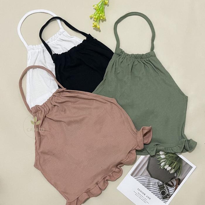 Velovales - Knit Korean Crop Tank Top Rajut Korea Crop Top Tengtop 214