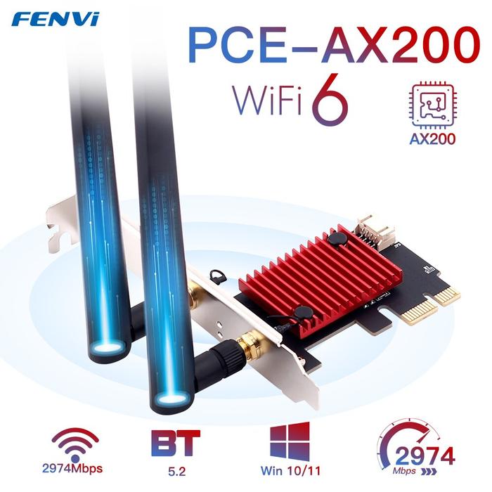 Terlaris, 3000Mbps WiFi 6 Intel AX200 PCIE Wireless Adapter Bluetooth