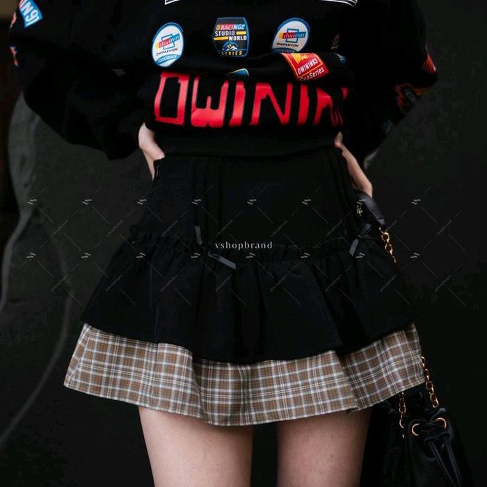 SK74 - vshop twotone ribbon skort (premium quality)