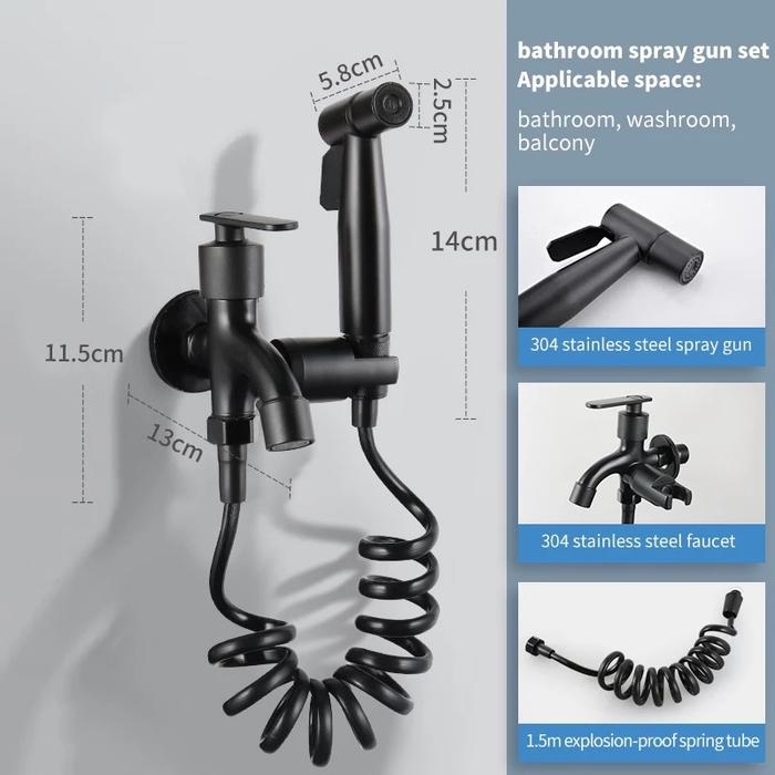 1 Set Jet Shower Kloset/Kran Cabang Shower Stainless/Jet Washer Toilet/Kran Closet Duduk/Kepala Jet