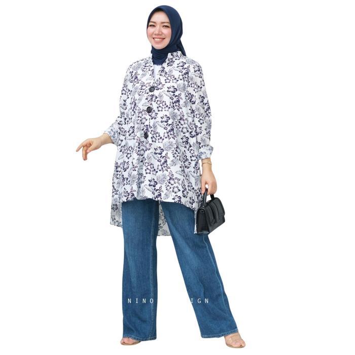 Zyva Tunik By Ninos Desgin Muslim Panjang Wanita Atasan Kancing Hitam Gamis Terbaru !!!