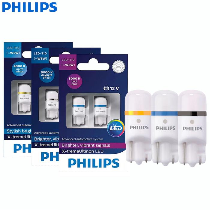 Philips LED T10 W5W 4000K 6000K 8000K, lampu LED sinyal x-treme