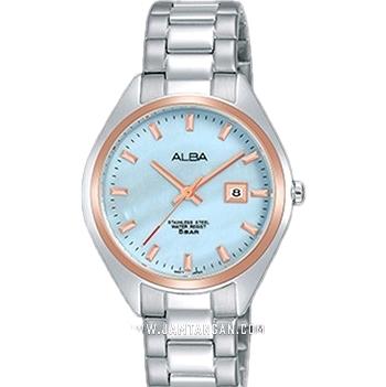 Jam Tangan Wanita Alba AH7Q10X1 Model Bulat Analog Tali Rantai Stainless Steel Water Resistant Berga
