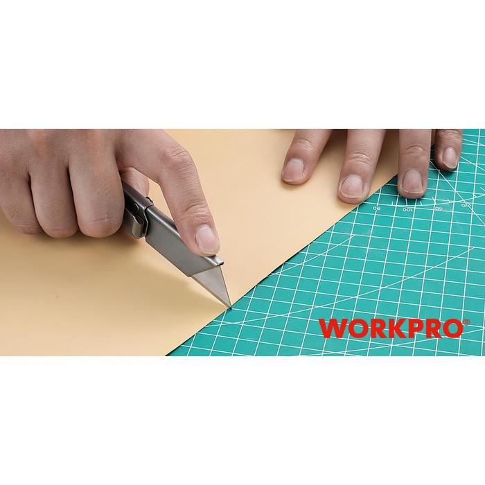 WORKPRO Pisau Lipat Utilitas Baja Tahan Karat Pisau Saku Cepat