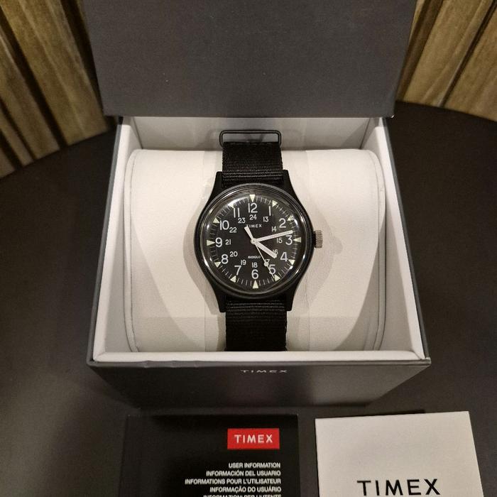 Jam Tangan Timex MK1 TW2R37400 Field Military Watch Black Dial Black Nylon Strap Original Fullset Bo