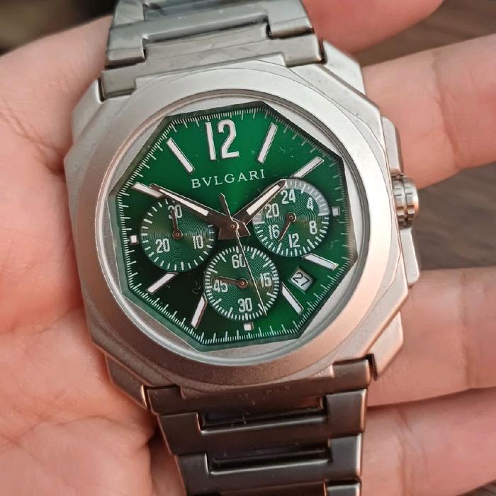 jam tag huer bulgari chrono rantai titanium stainless baterai super