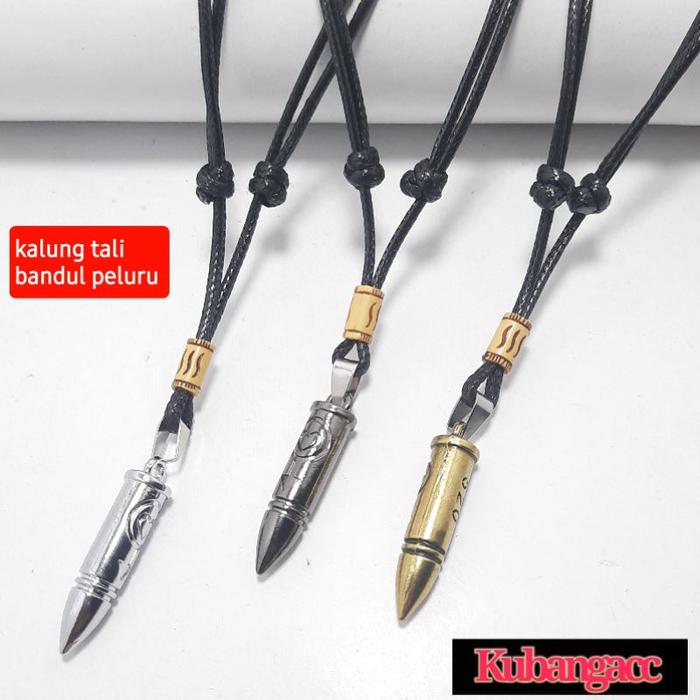 Kalung. Kalung Tali Bandul Peluru Kalung Tali Pria Wanita  Kalung Tali kekinian  Kalung Tali keren.