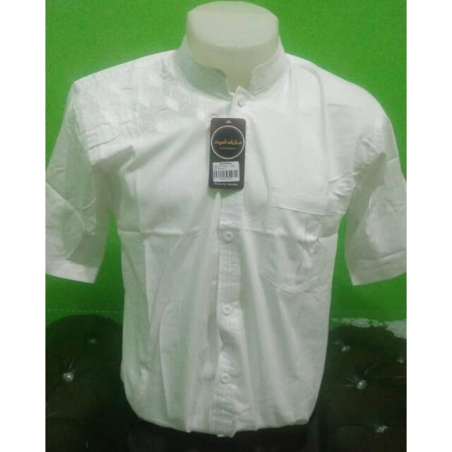 Baju Koko Putih Senada Bordir Lengan Pendek Syahdika Syamil ORI