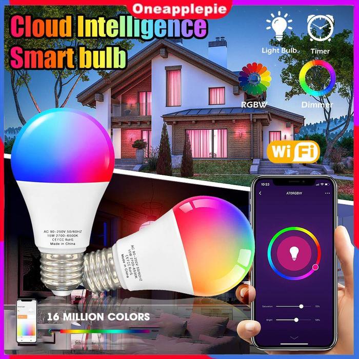 [Oneappleie] 15E/9W TUYA cerdas WiFi E27/E26 RGBCW bohlam lampu LED