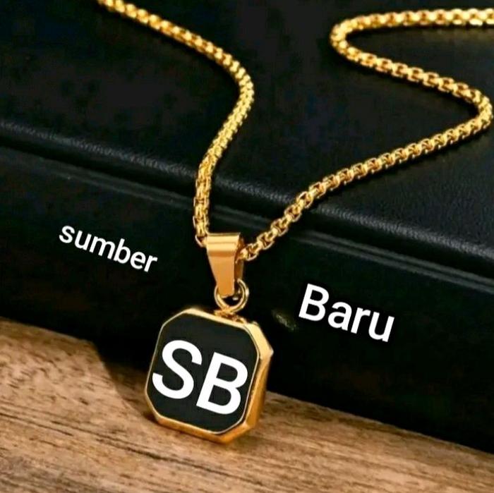 SB sumber abru kalung liontin warna hitam anti karat desain terbaru penunjang penampilan