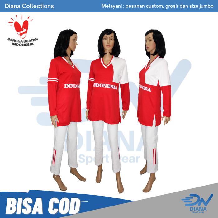Baju senam wanita agustusan / setelan baju senam jumbo / baju senam merah putih
