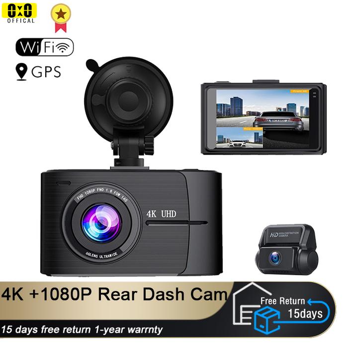 Kamera Dasbor 4K Kamera Depan 2.5K dan Kamera Belakang Full HD WIFI