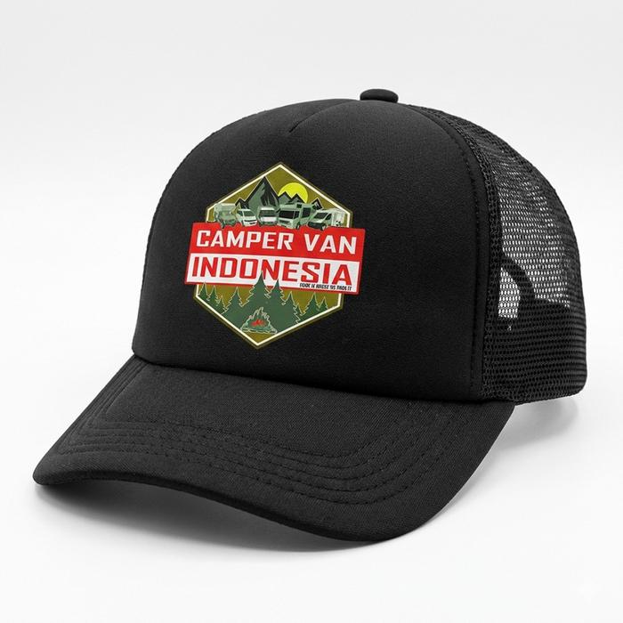 CAMPERVAN INDONESIA - Topi Trucker Sablon Dewasa Unisex - Topi Jaring bisa custom logo Satuan
