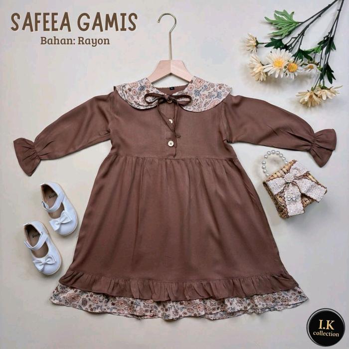 Gamis Anak Rayon Twill Safeea Dress Lebaran Muslim