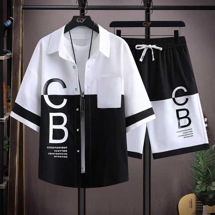 Setelan Satu Set Kemeja dan Celana Pendek BC