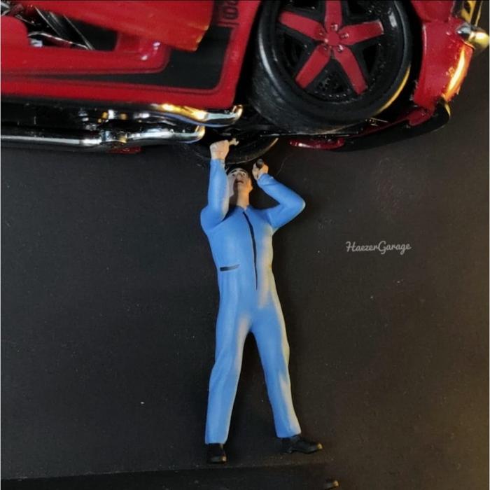 Miniatur Figure Diorama 1/24 Mekanik #02 Garasi Mobil Diecast - n0